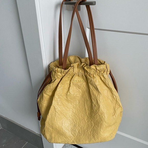 PRADA Yellow Drawstring Napa tote - Picture 3 of 12